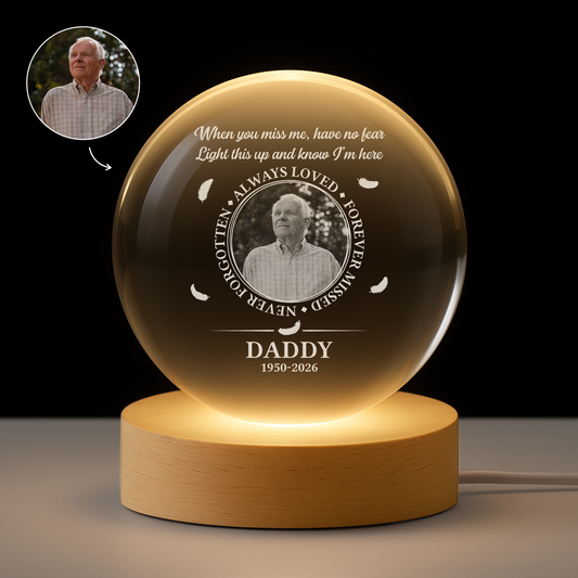 9169LUS1 custom always loved photo crystal ball lamp memorial gifts for loss of momdad 9169lsfcb