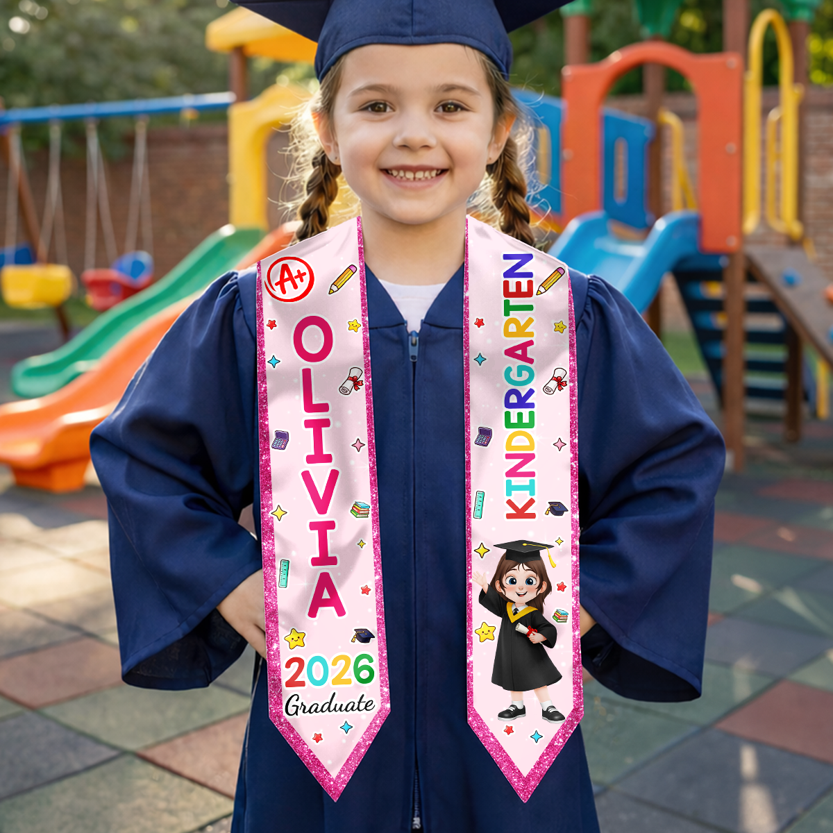 9192US2 custom kindergarten graduation stole personalized graduation gifts for kids 9192abafts