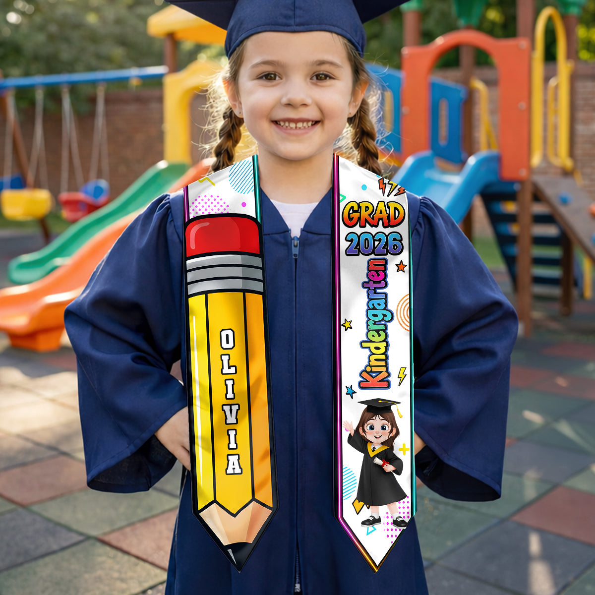 9193AUS2 grad 2026 kindergarten graduation stole personalized graduation gifts for kids 9193abadrs