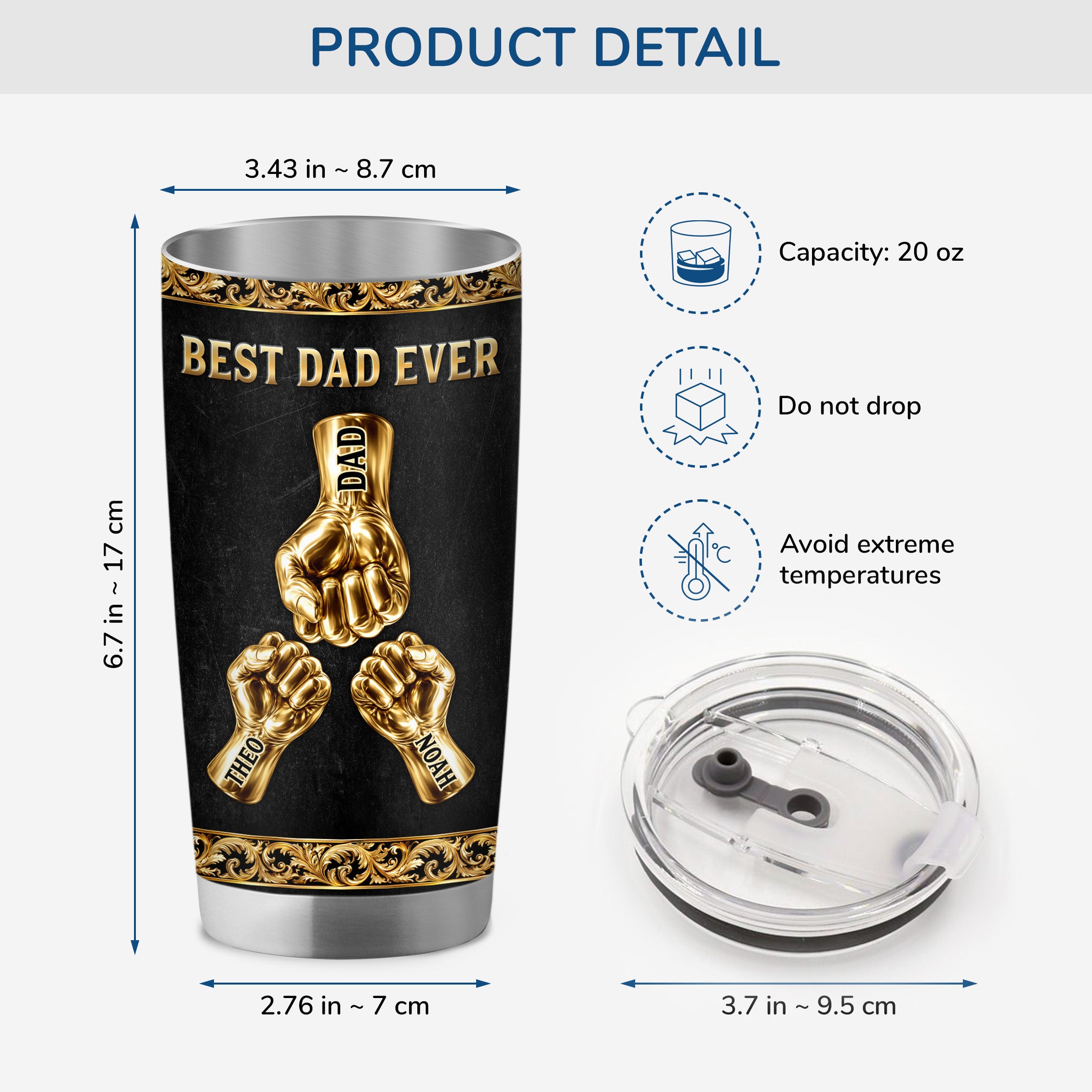 9204TUS3 3d printing effect best dad ever tumbler 20oz personalized gifts for dadgrandpa 9204tnqmb