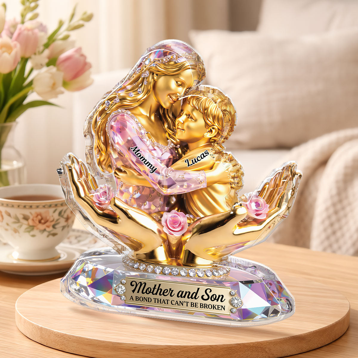 9215AUS2 3d printing effect forever linked together acrylic plaque personalized gifts for mom from daughter 9215adadla