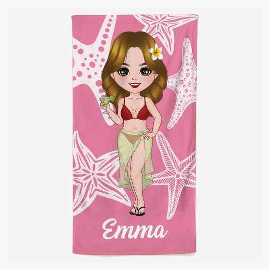 9245BUS1 starfish name beach towel personalized gifts for himher 9245b6dza