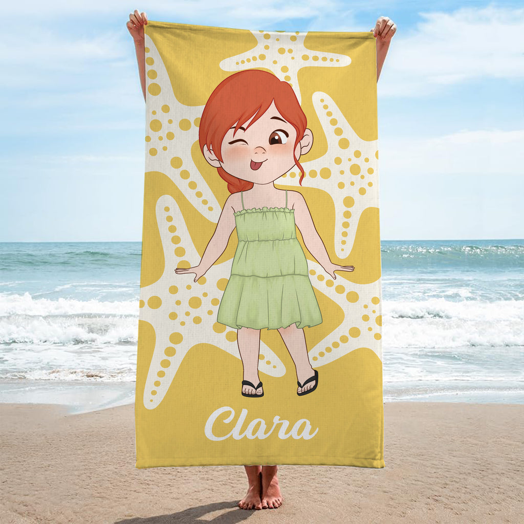9245BUS2 starfish name beach towel personalized gifts for himher 9245b6dza