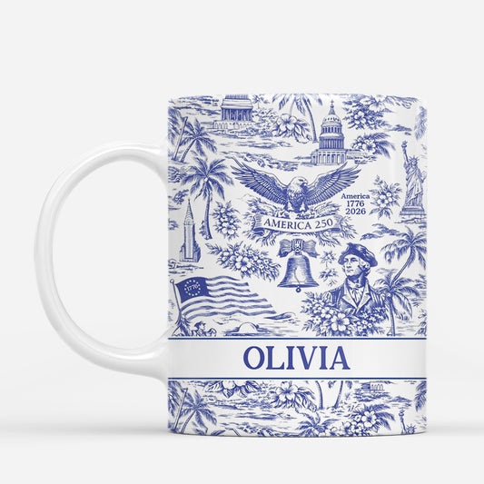 9252MUS1 america 250 blue toile mug personalized 4th of july gifts for family 9252mnqza