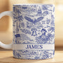 9252MUS2 america 250 blue toile mug personalized 4th of july gifts for family 9252mnqza