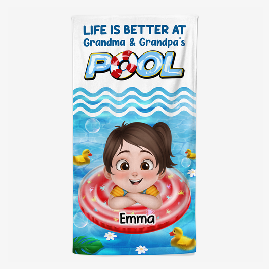 9264BUS1 life is better at pool beach towel custom gifts for kids 9264bccbk