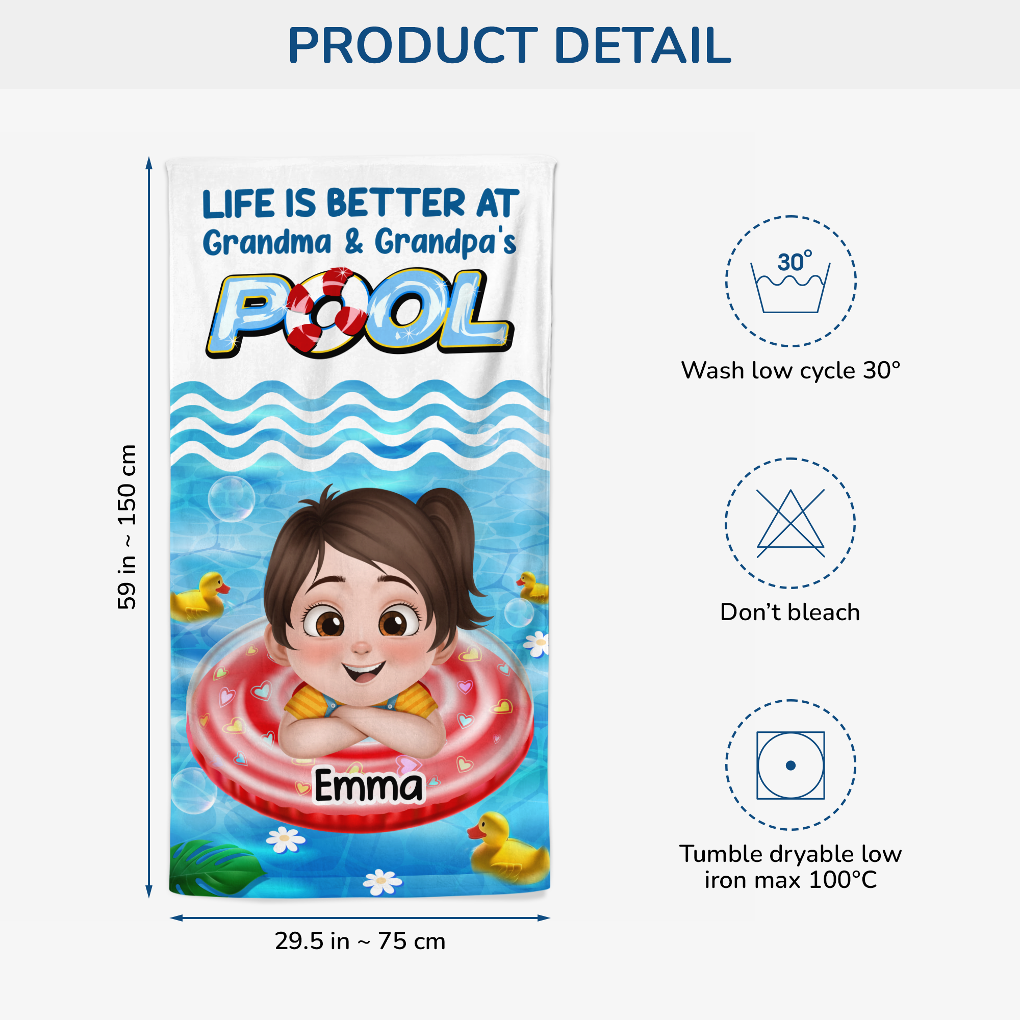 9264BUS3 life is better at pool beach towel custom gifts for kids 9264bccbk