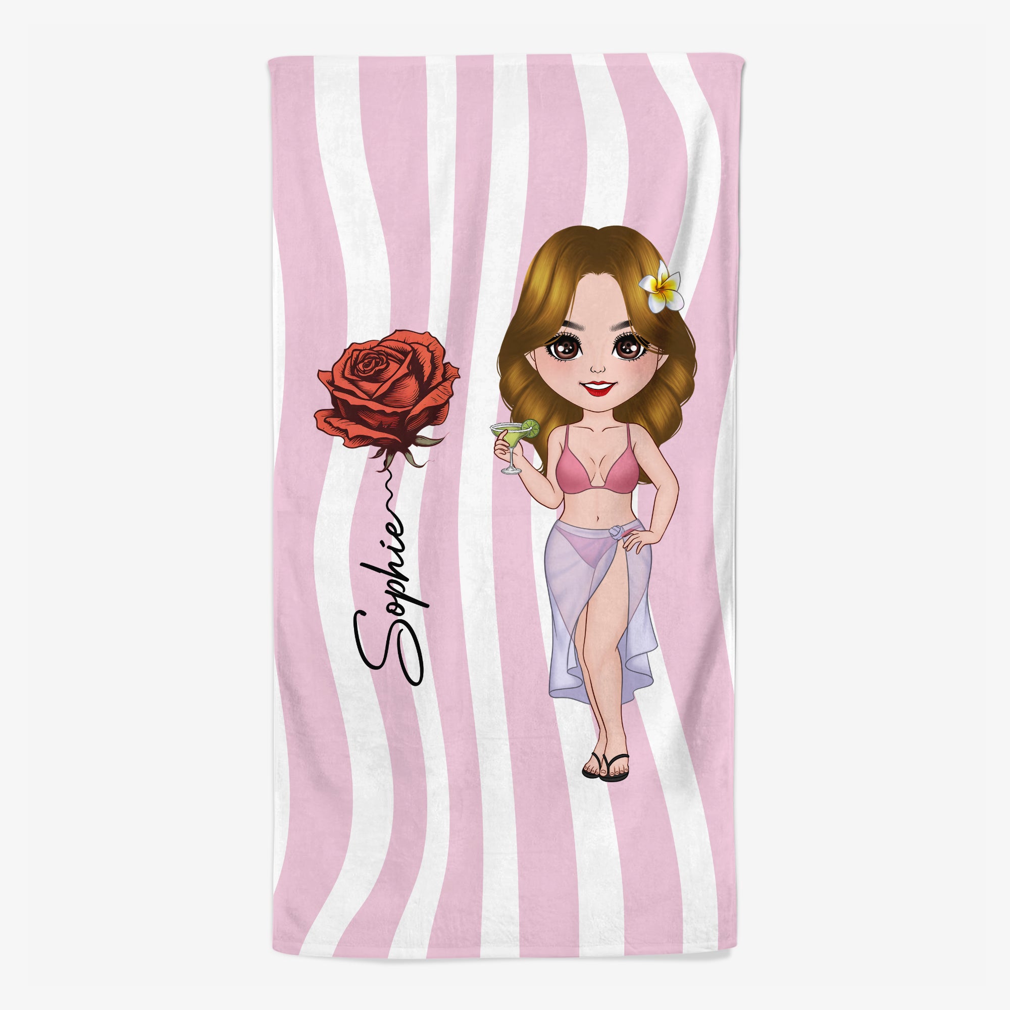 9268BUS1 striped beach towel personalized summer gifts for her 9268bspza