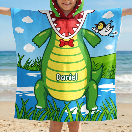 9269AUS1 dinosaur hooded beach towel personalized summer gifts for kids 9269absdak