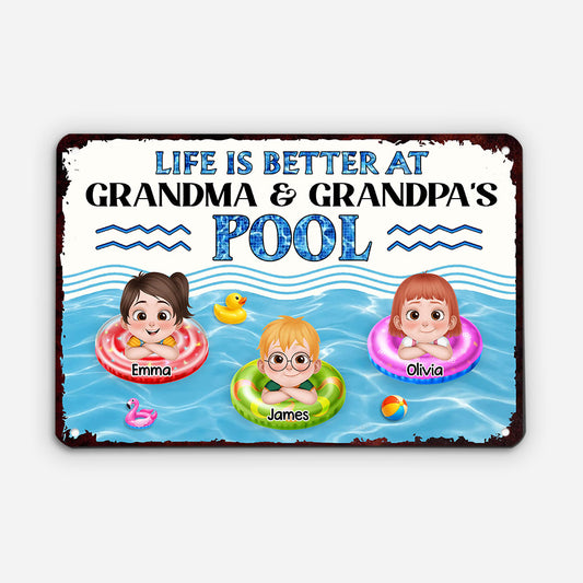 9275EUS1 life is better at the pool metal sign personalized gifts for family members 9275e8ysa