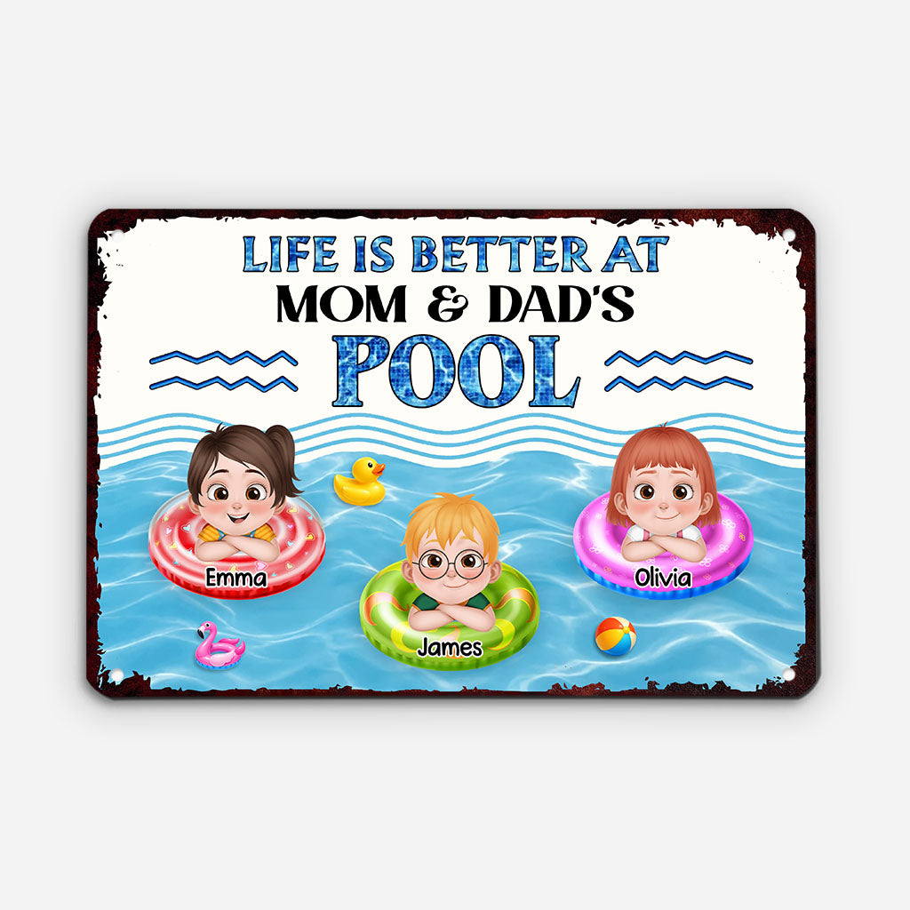 9275EUS2 life is better at the pool metal sign personalized gifts for family members 9275e8ysa