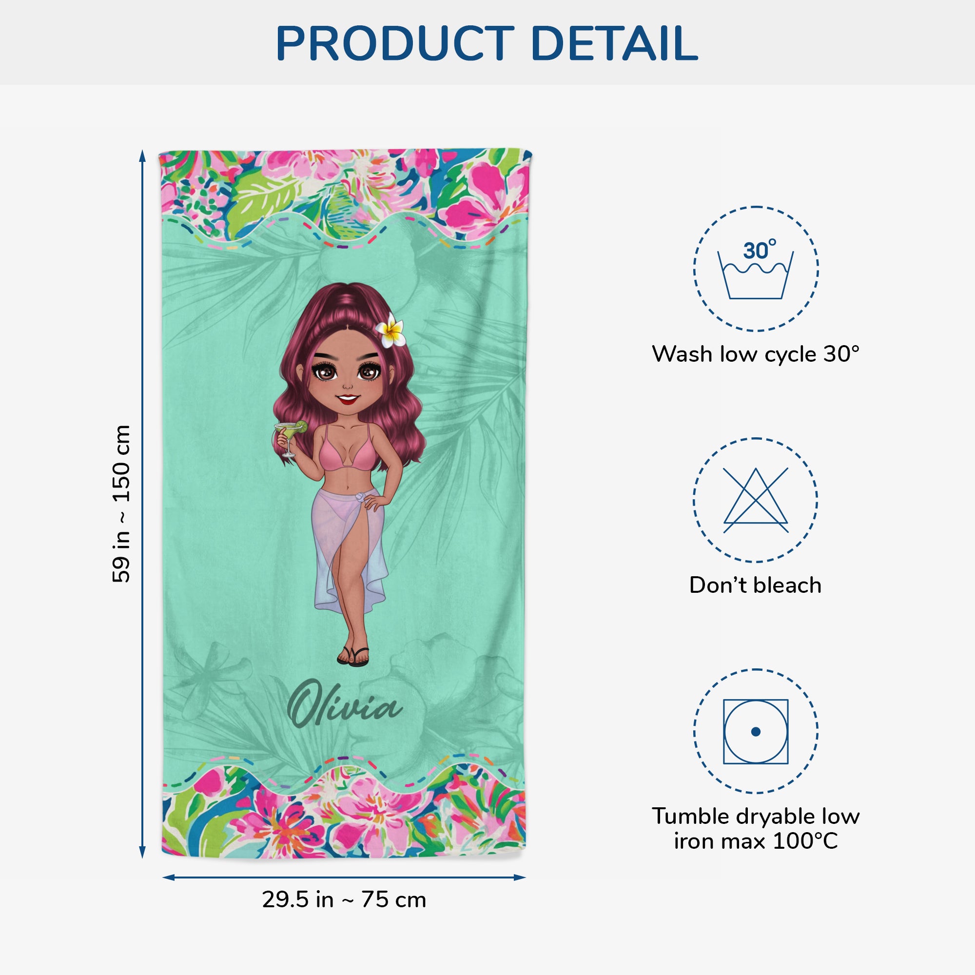 9280BUS3 personalized beach towel with name summer gifts for her 9280bndna