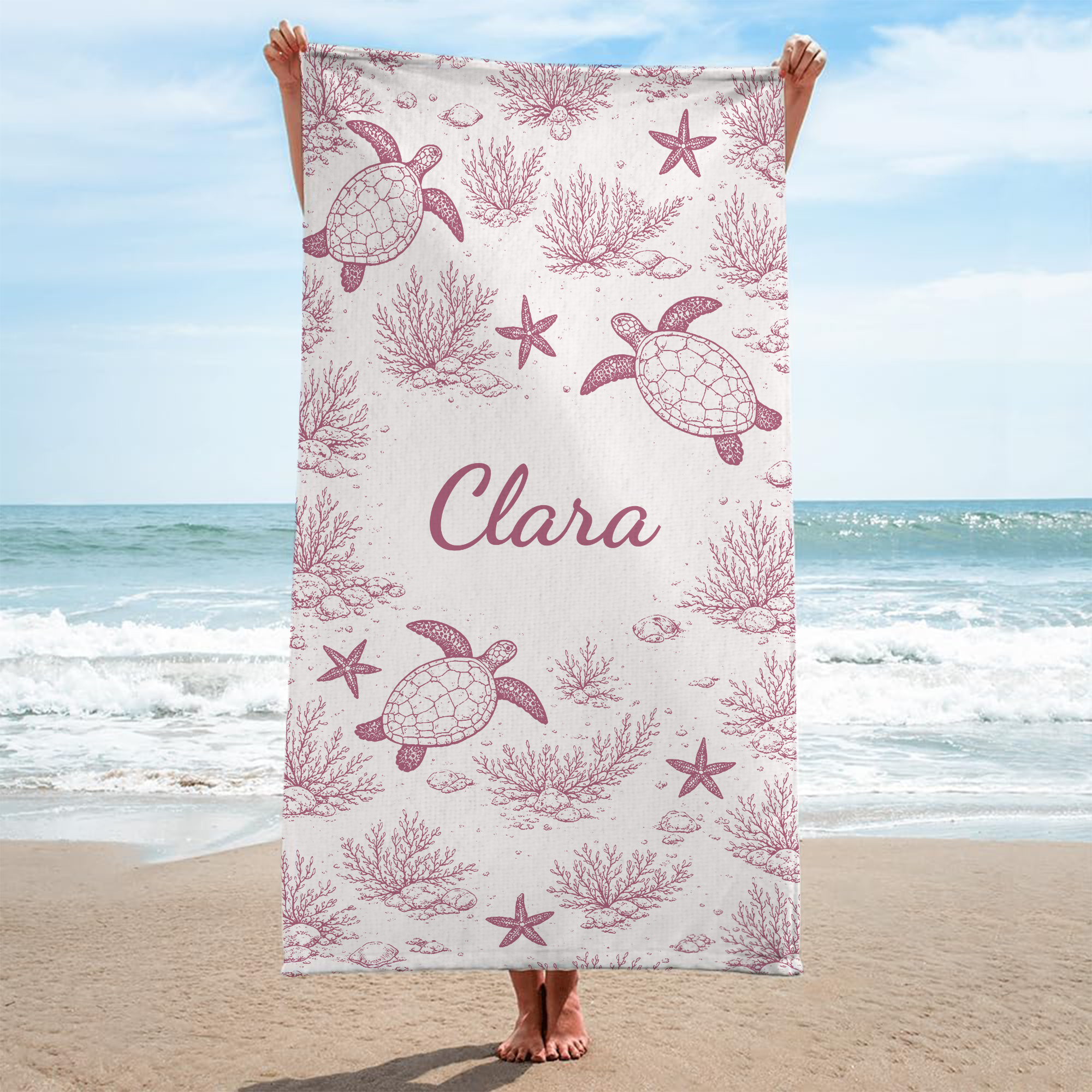 9283BUS2 sea turtle beach towel for summer personalized gifts for her 9283bneza