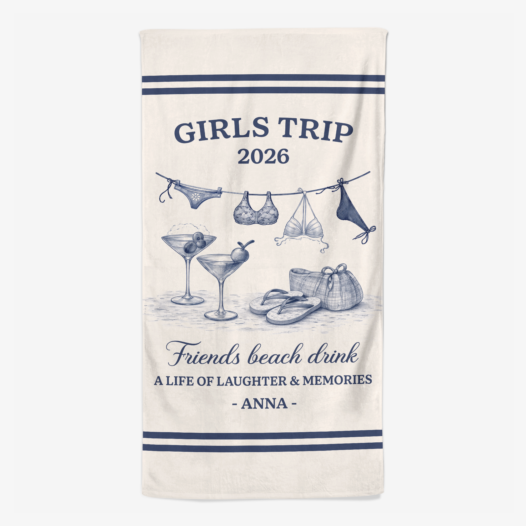 9286BUS1 friends beach drink summer beach towel personalized gifts for girls 9286baeta