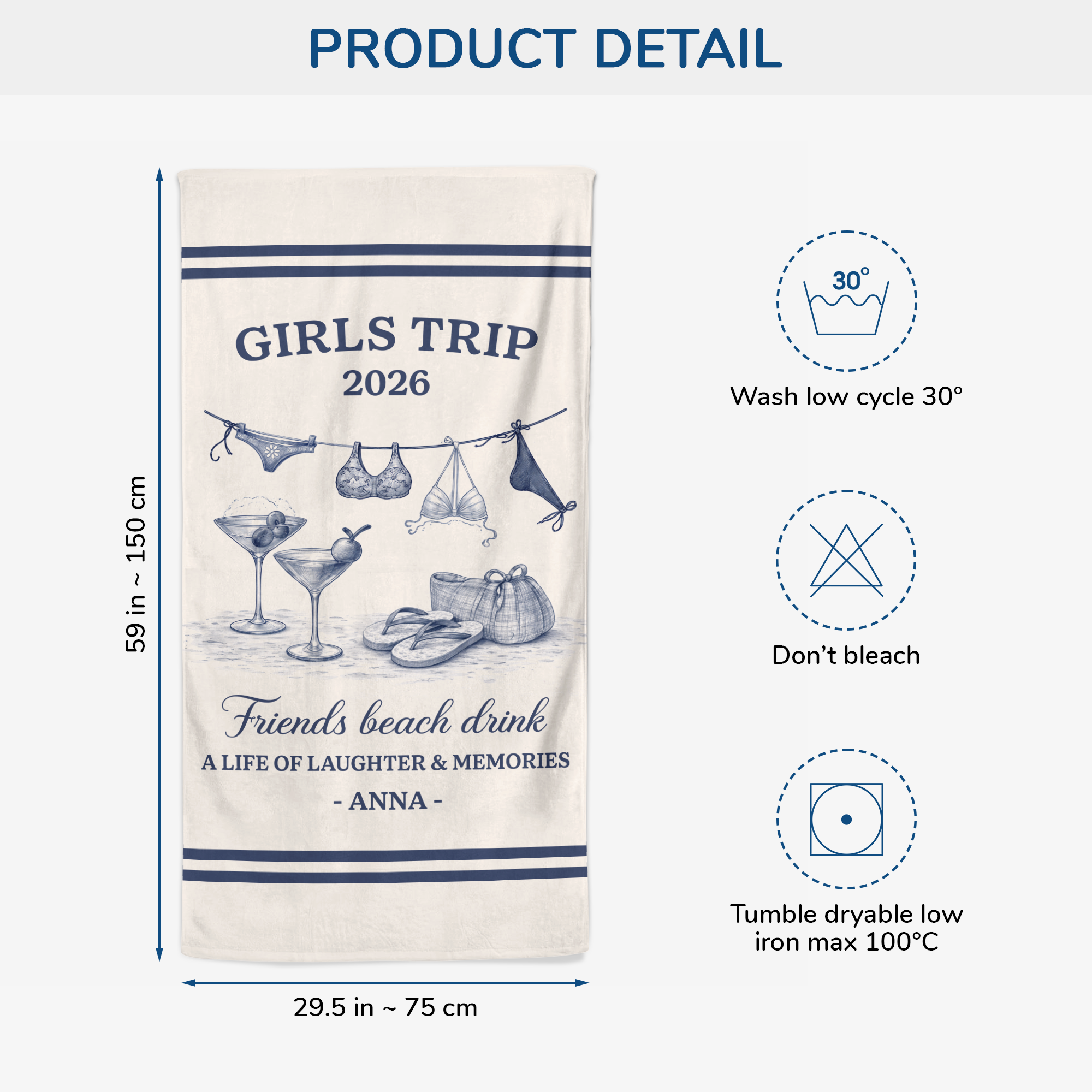 9286BUS3 friends beach drink summer beach towel personalized gifts for girls 9286baeta