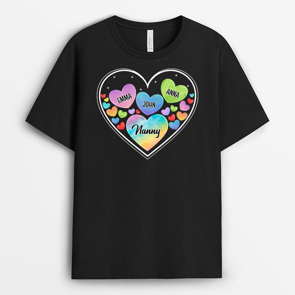 UK0937A1 Personalised T shirts Gifts Heart Grandma Mum