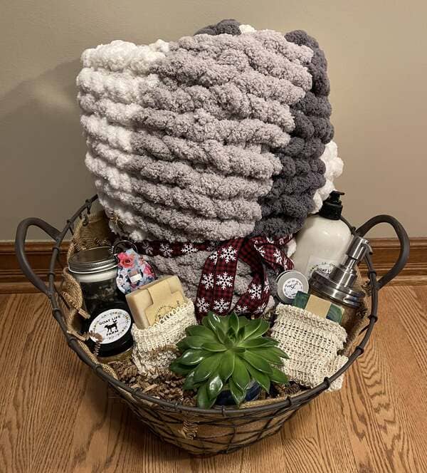 Cozy Winter Evenings Baskets as Christmas Presents for Grandparents