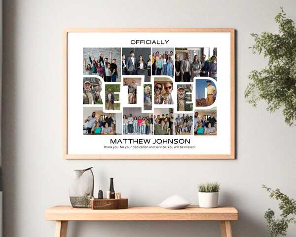 “Retired Life” Photo Collage Board as DIY Ideas for Retirement Gifts for a Man