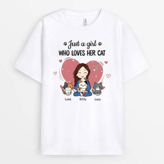 0011AUK1 Customised T shirts gifts Girl Cat Lovers_ebf9250c 3036 4e64 a03b c3f92ee8b30d