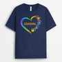 0042AUK1 Personalised T shirts gifts Hand Grandma Mom Heart