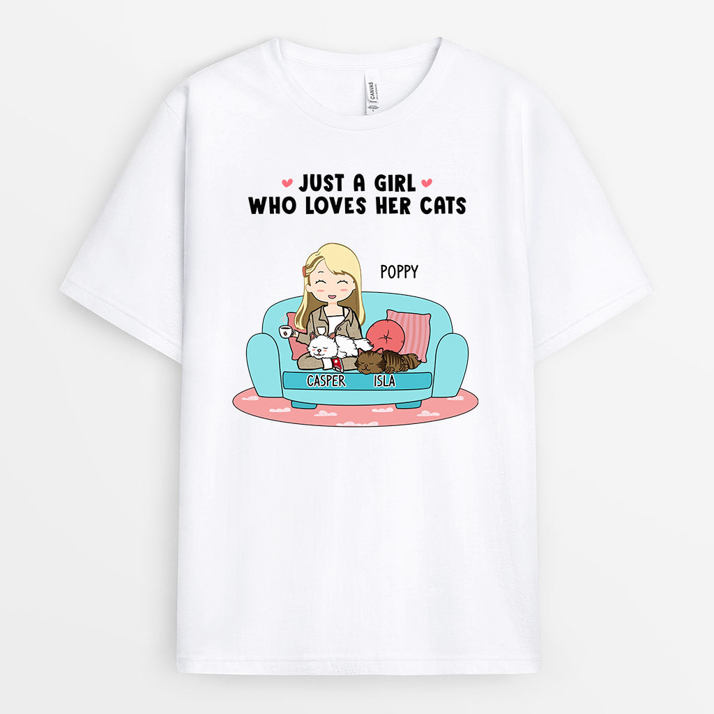 0150AUK1 Personalised T shirts presents Girl Cat Lovers Text_bae00017 5277 417a af36 ef95d1588de3
