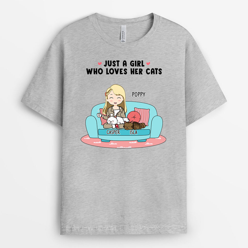 0150AUK2 Personalised T shirts presents Girl Cat Lovers Text_a46ca235 e81a 4af0 839c f5ceb40b44fd