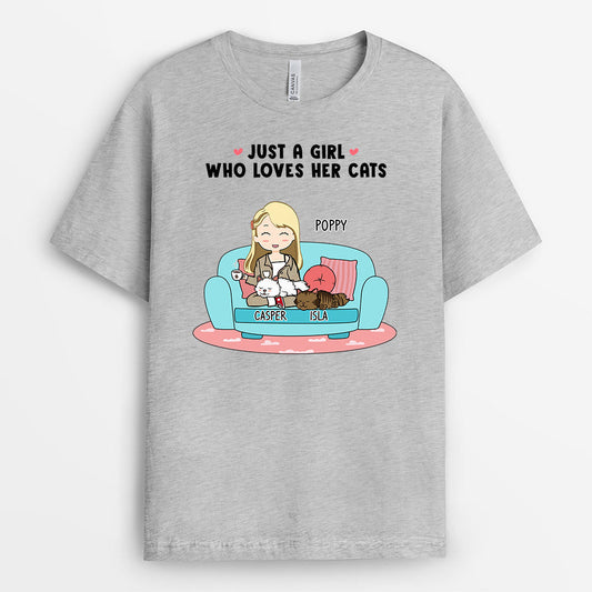 0150AUK2 Personalised T shirts presents Girl Cat Lovers Text_a46ca235 e81a 4af0 839c f5ceb40b44fd