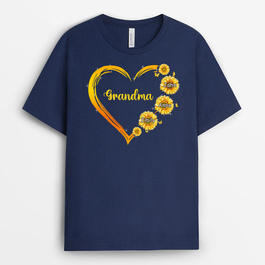 0192AUK1 Customised T shirts presents Sunflower Grandma Mom Heart_dd434d20 5172 40c2 9864 420dd7e92826