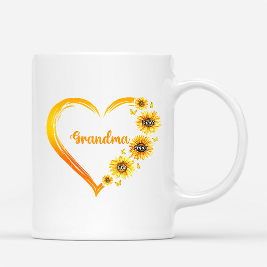 0192M107AUK2 Personalised Mug gifts Sunflower Grandma Mom Heart_6f6527b2 2e86 4060 ae84 122be07ed811