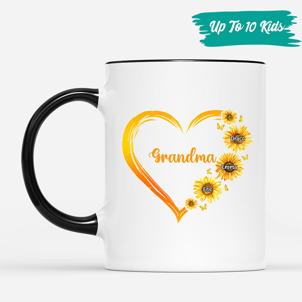 0192M107AUK3 Customised Mug gifts Sunflower Grandma Mom Heart_52574d35 0861 4e34 8f5f 662968d7ed45