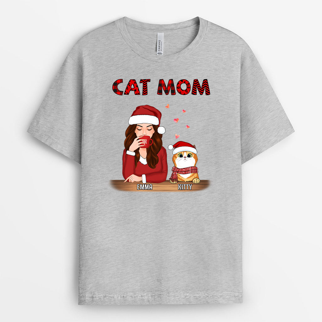 0558AUK2 Personalised T shirts Gifts Cat Mum Cat Lovers Christmas_566a45a9 2215 4146 9c4c 87f57413204c