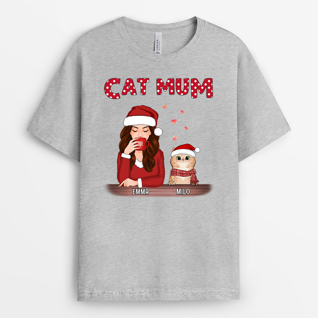 0576AUK2 Personalised T shirts Gifts Cat Cat Lovers Christmas