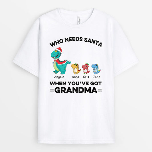0583AUK1 Personalised T shirts Gifts Dinosaur Grandma Mum Christmas