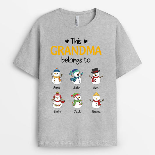 0624AUK1 Personalised T shirts Gifts Snowmans Grandma Mom Christmas