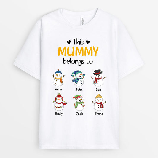 0624AUK2 Personalised T shirts Gifts Snowmans Grandma Mom Christmas