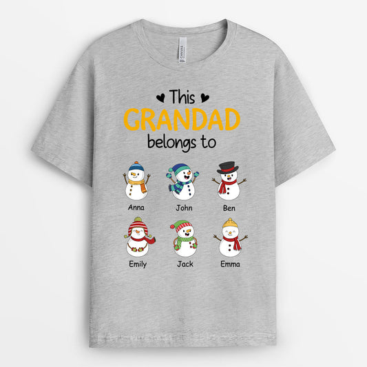 0624Auk1 Personalised T shirts Gifts Snowmen Grandad Dad Christmas