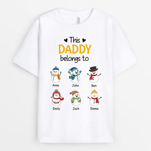 0624Auk2 Personalised T shirts Gifts Snowmen Grandad Dad Christmas