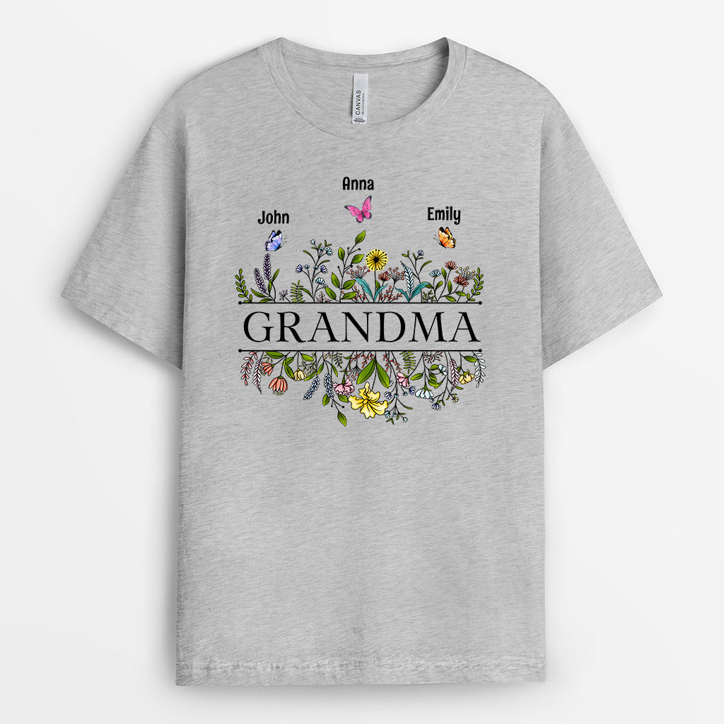 0640AUK2 Personalised T shirts Gifts Flowers Grandma Mum