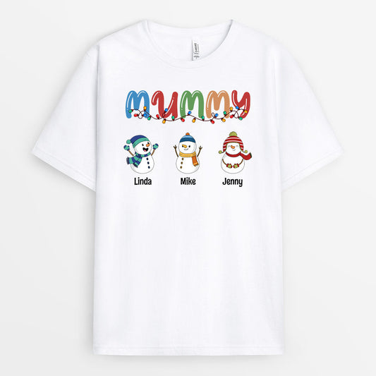 0641AUK1 Personalised T shirts Gifts Snowmans Grandma Mom Christmas