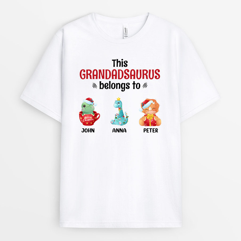 0666Auk1 Personalised T shirts Gifts Dinosaur Grandpa Dad