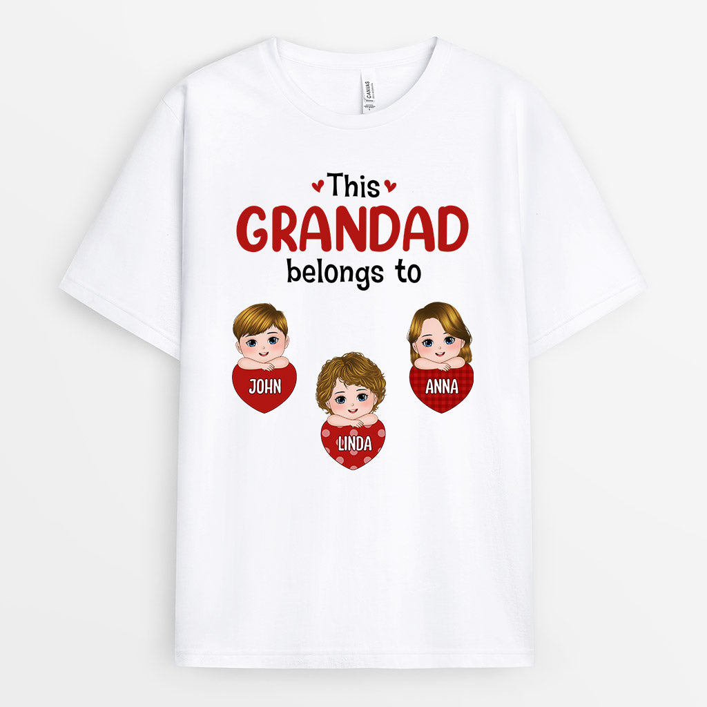 0696AUK1 Personalised T shirts Gifts Hearts Grandad Dad