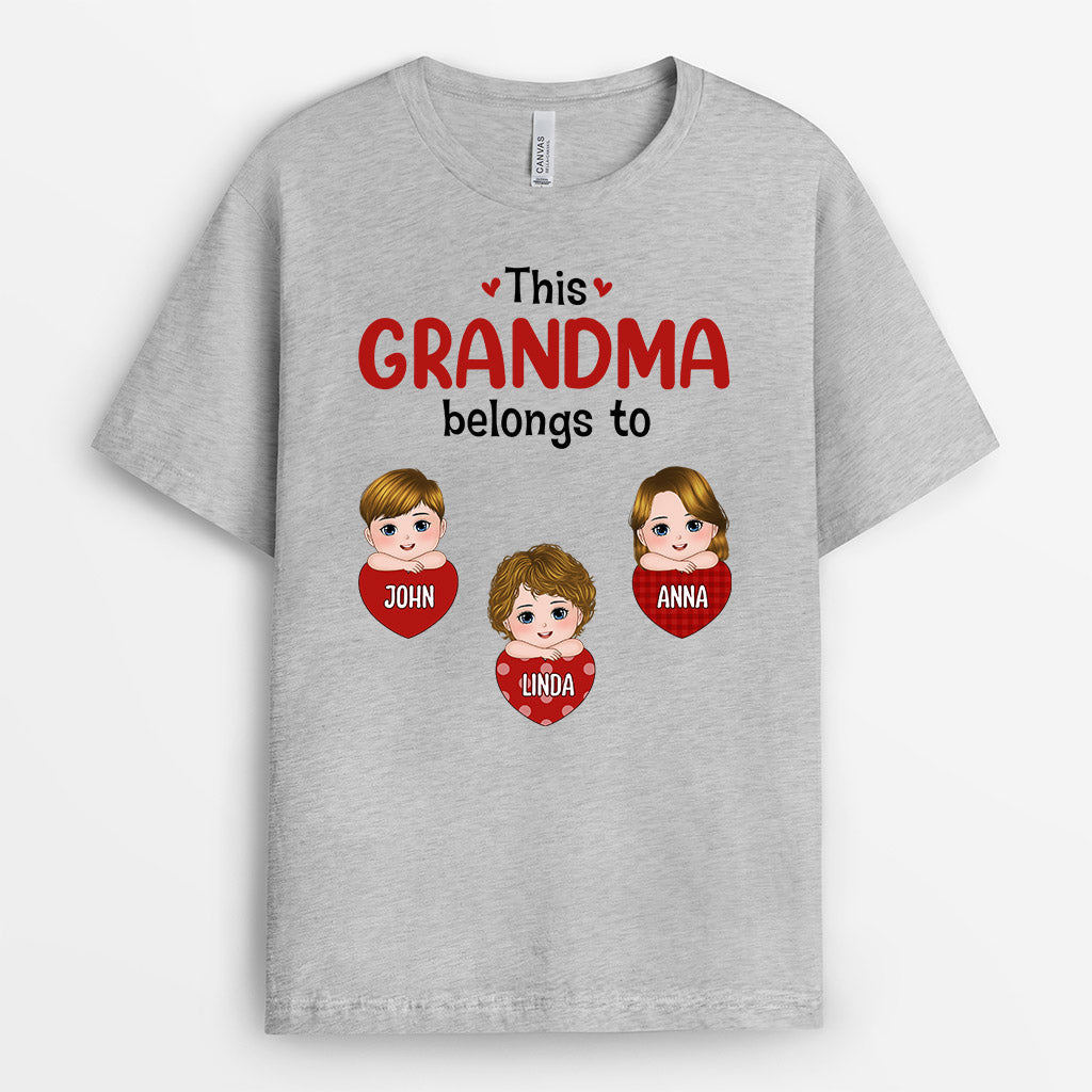 0696AUK2 Personalised T shirts Gifts Hearts Grandma Mum