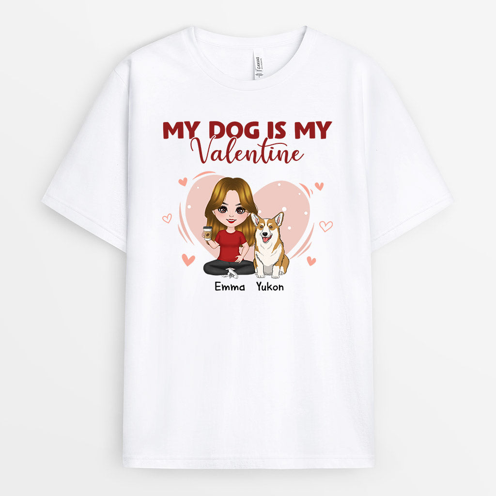 0713AUK1 Personalised T shirts Gifts Dog Heart Dog Lovers Valentine