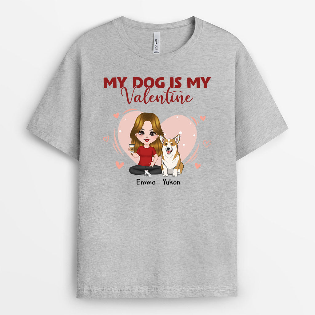0713AUK2 Personalised T shirts Gifts Dog Heart Dog Lovers Valentine