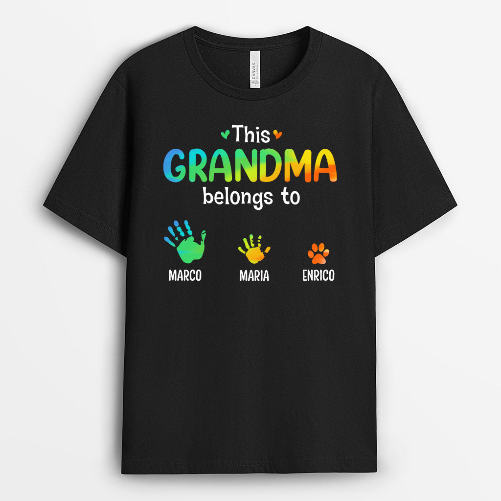 0748AUK1 Personalised T shirts Gifts Handprints Grandma Mum Mothers Day