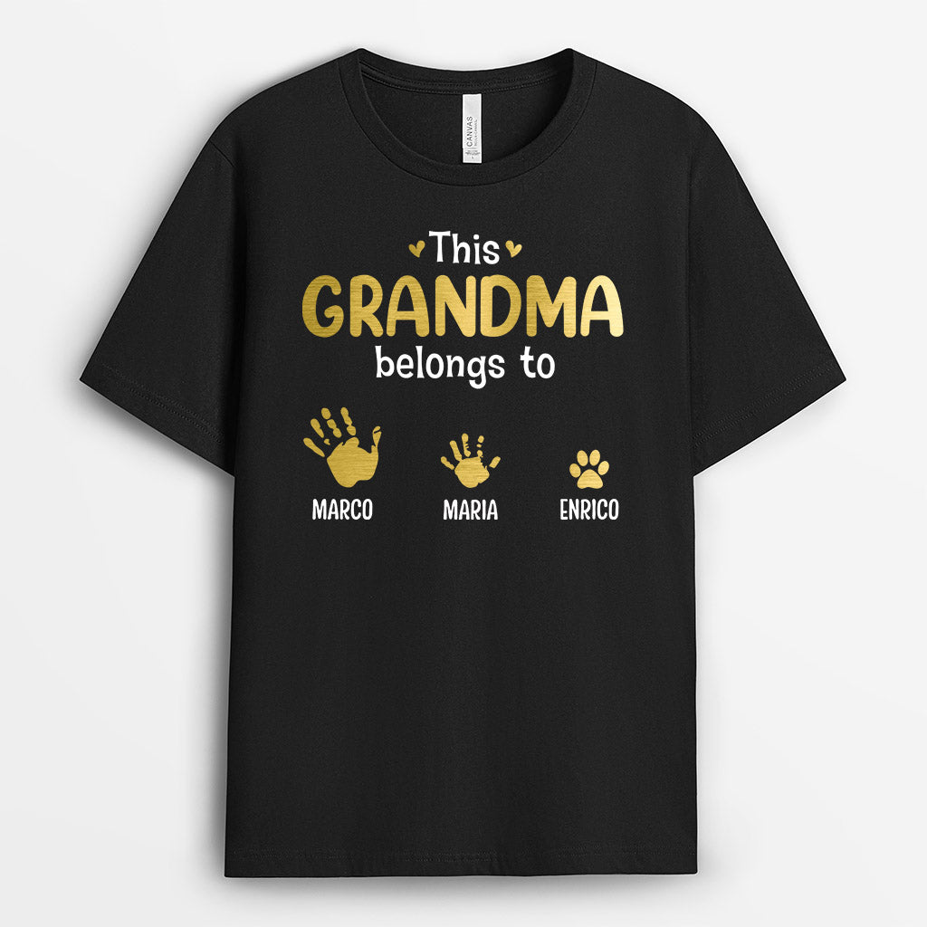 0748AUK2 Personalised T shirts Gifts Handprints Grandma Mum Mothers Day