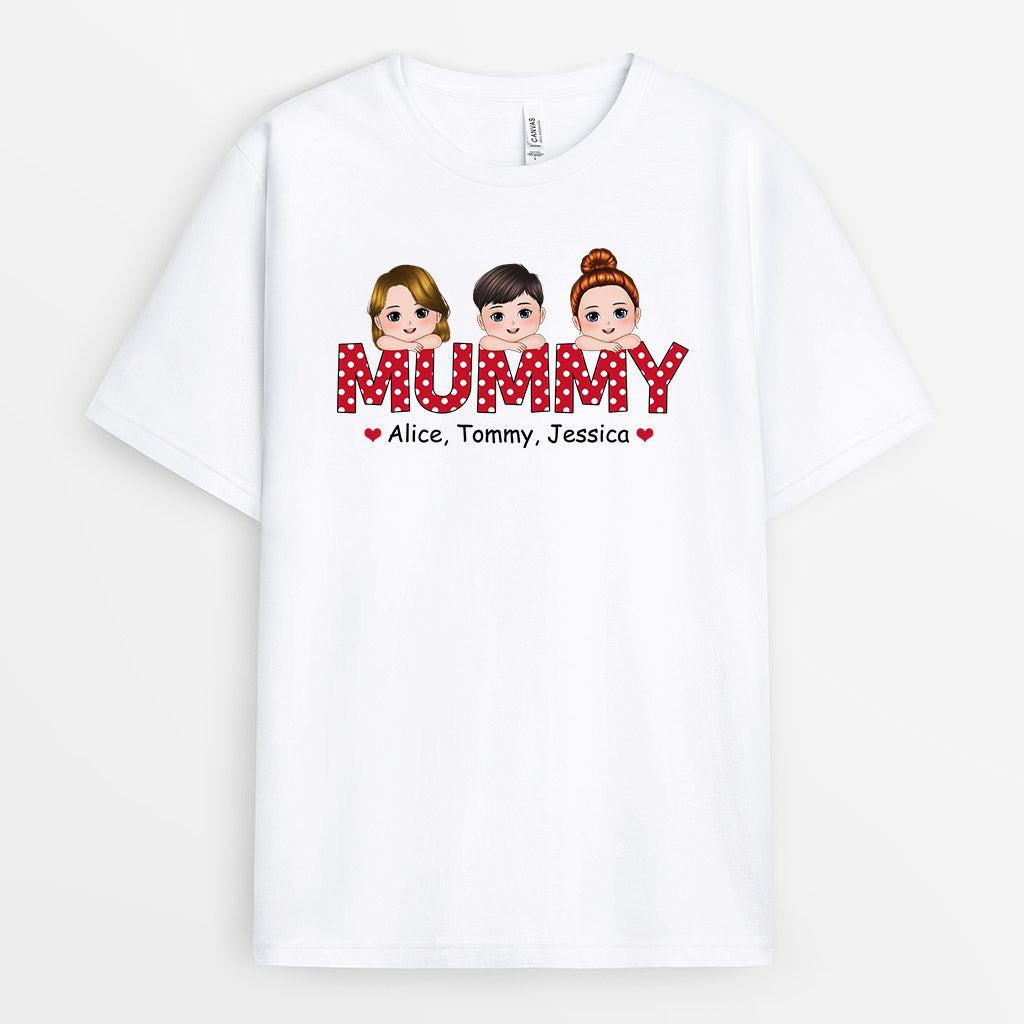 0762AUK1 Personalised T shirts Gifts Polka Dot Grandma Mum