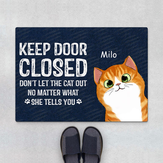 0764DUK1 Personalised Door Mats Cat Tearing Cat Lovers