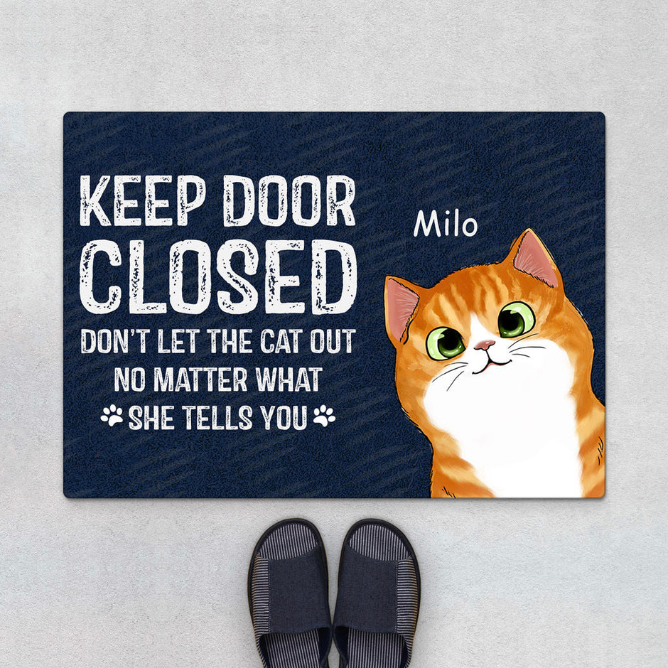 Love Turquoise Cat Print Door Mat