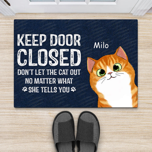 0764DUK2 Personalised Door Mats Cat Tearing Cat Lovers